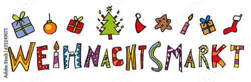 Kinder Schrift Weihnachtsmarkt