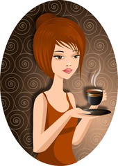 Fototapete Malerische Inspiration Hübsche Frau mit heißem Kaffee  © bruniewska