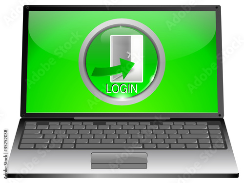 Laptop mit Login Button