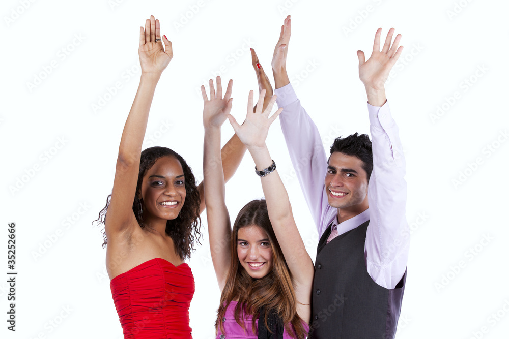 Three happy young friends