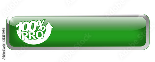 100 pour 100 pro sur bouton rectangle métal vert