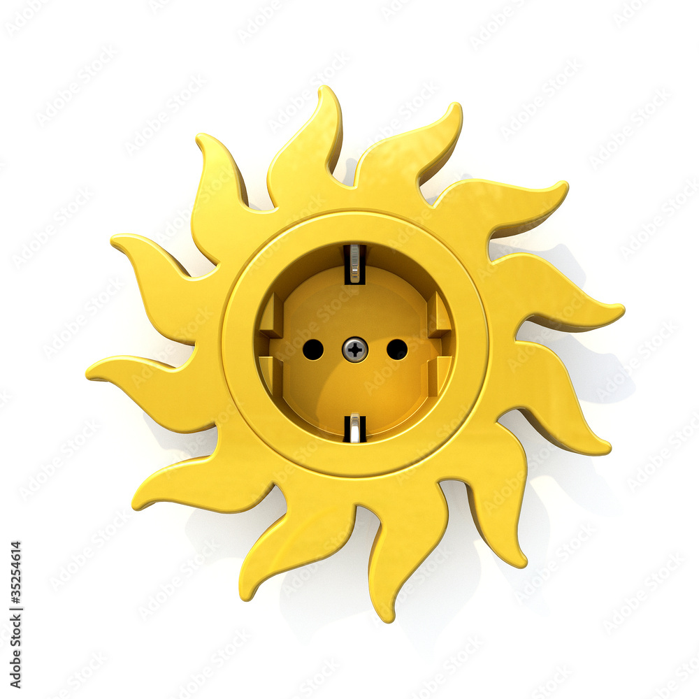 Steckdose Sonnenblume freigestellt Solarstrom Steckdose Sonnenblume freigestellt Solarstrom