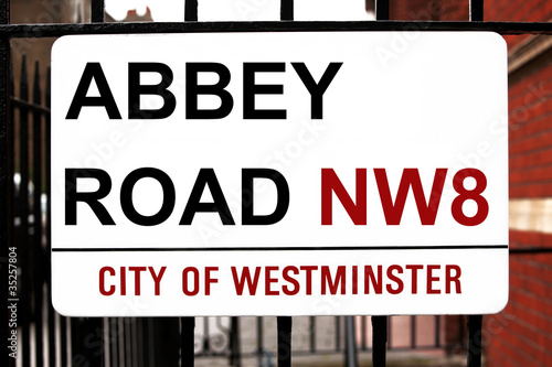 LONDON, UK - JULE 06: Abbey Road sign at recording studios made