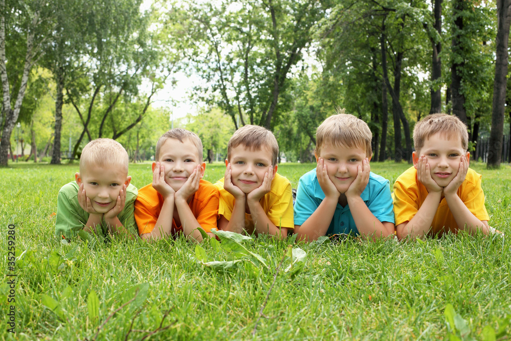 Group of children in the park Group of children in the park