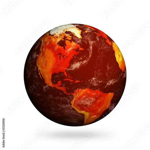 Fototapeta Naklejka Na Ścianę i Meble -  Isolated Planet Earth showing North America with Global Warming