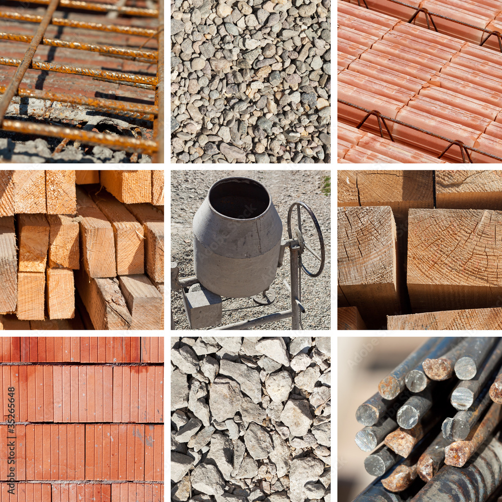 Fototapeta premium Construction materials collage