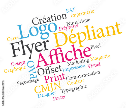 Infographie impression nuage de mots.
