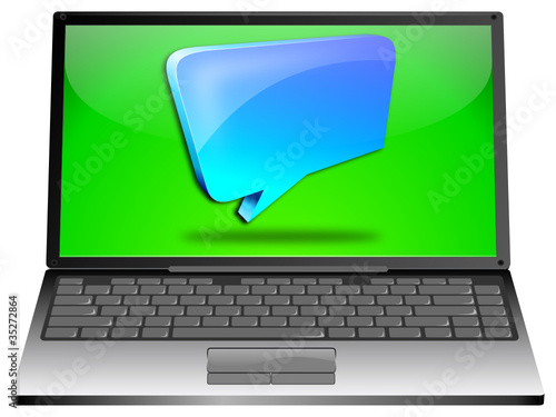 Laptop mit Sprechblase