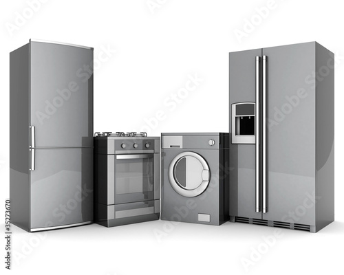picture of household appliances on a white background photo
