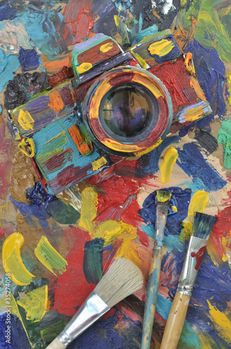oil painted camera