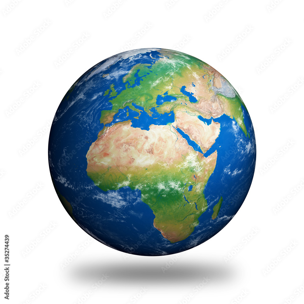 Obraz premium Odosobniona planeta ziemia pokazuje Europa i Afryka