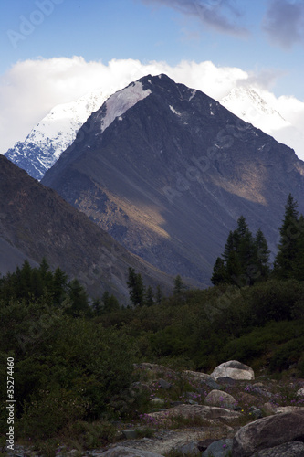 Sun beam on a mountain