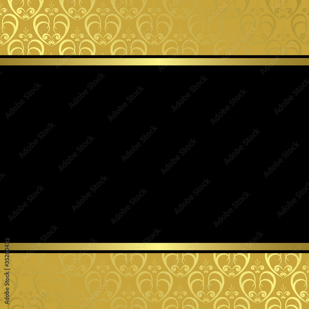 black center on golden background - vector