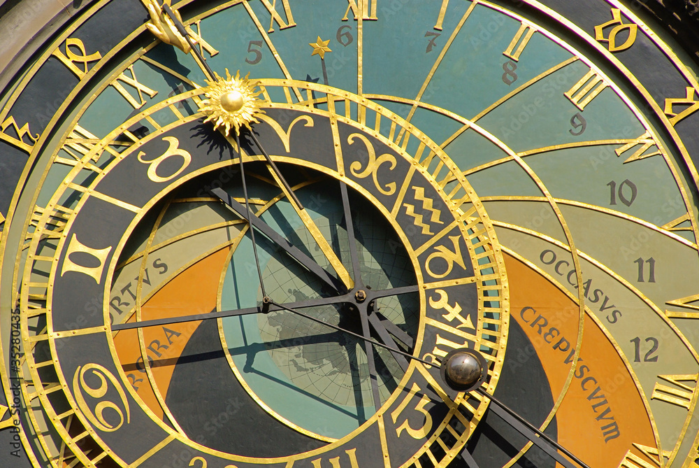 Naklejka premium Prag Uhr - Prague tower clock 06