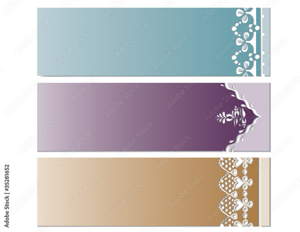 Vector horizontal banners with lace