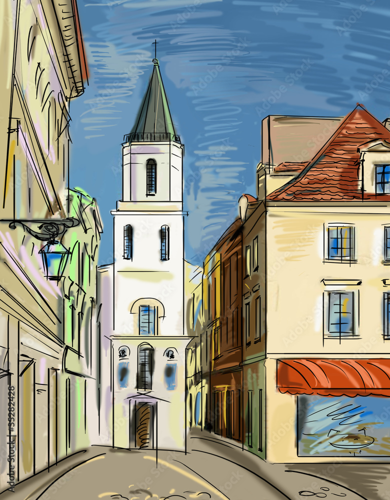old town - illustration