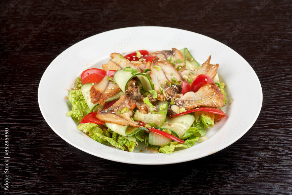 Salad of smoked eel Salad of smoked eel