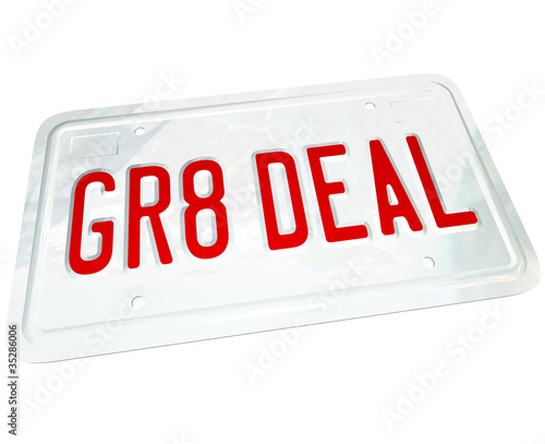 Gr8 Deal License Plate Great Price on a Used or New Car photo