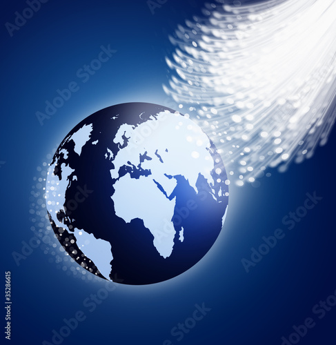 globe with fiber optics in space