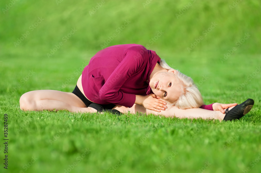Beautiful woman doing yoga stretching exercise Beautiful woman doing yoga stretching exercise