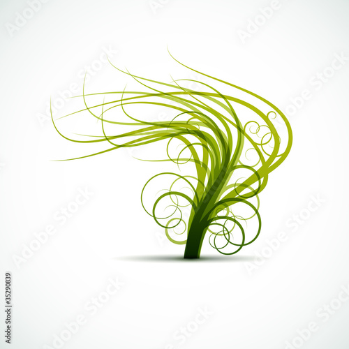 Abstract tree shaken by the wind # Vector