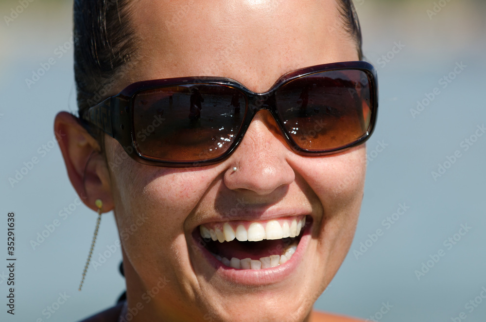 Frauenlachen closeup Frauenlachen closeup