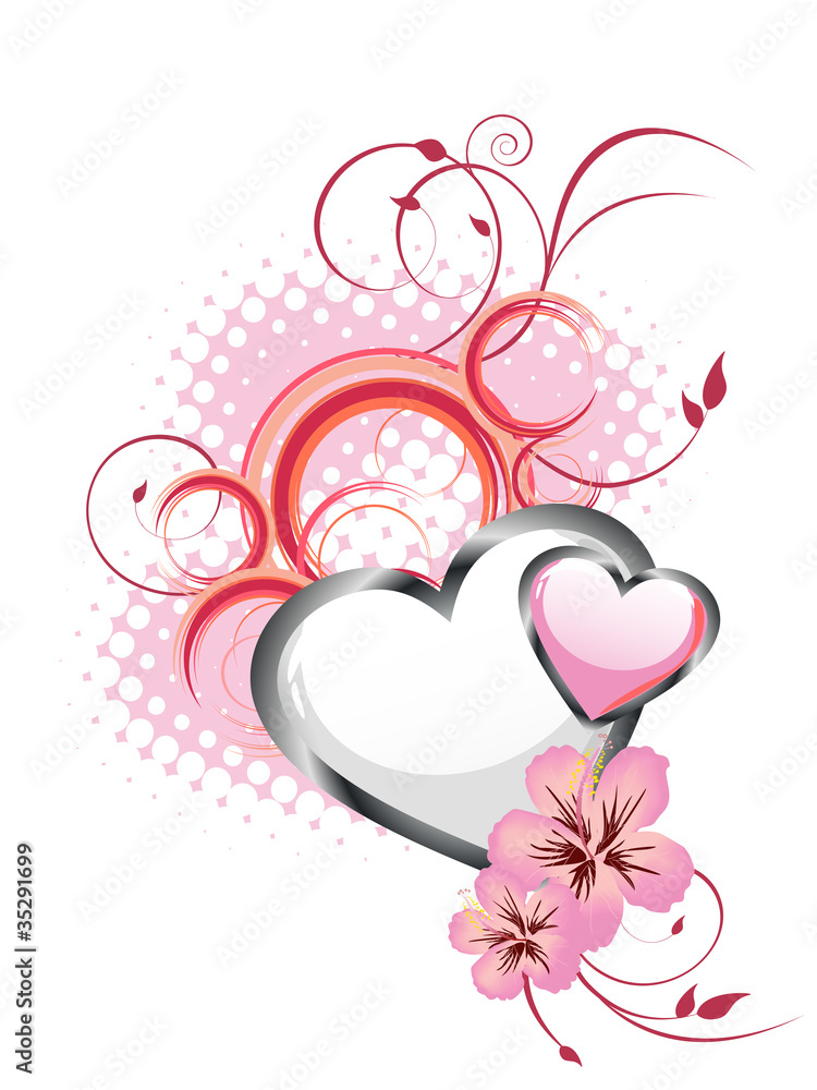 Florales Design mit Herzen Florales Design mit Herzen