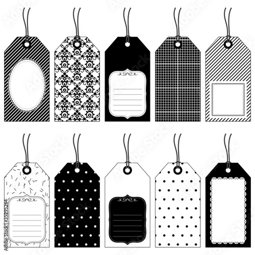 black and white tags