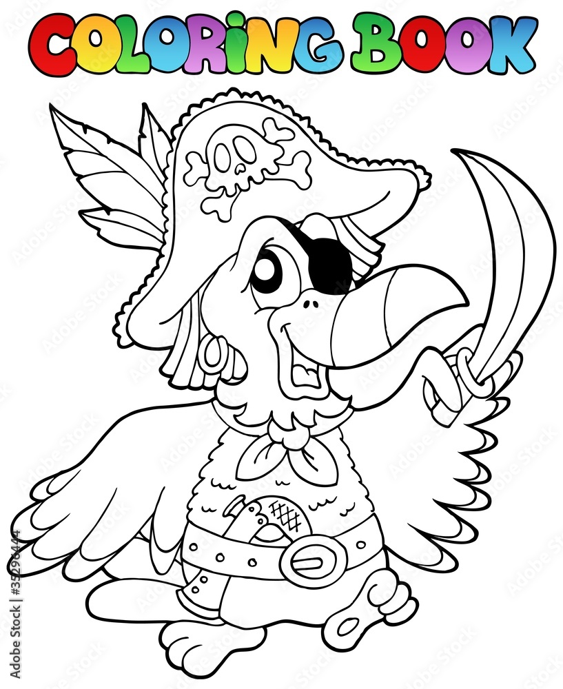 Coloring Book With Pirate Parrot Stock Vector Adobe Stock