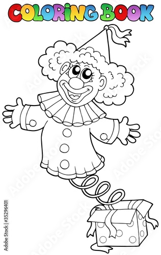 Coloring book with clown in box