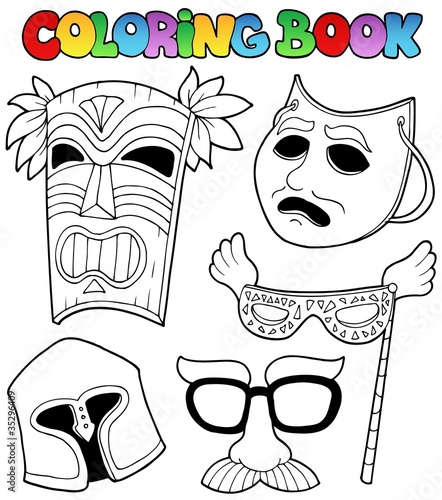 Coloring book with different masks