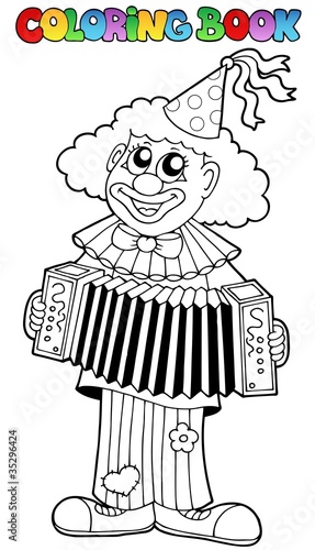 Coloring book with happy clown 1