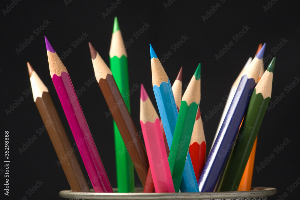 Fototapeta premium Pencil crayons, container