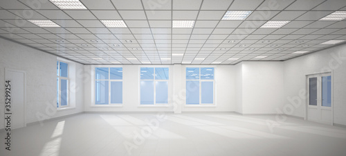 3D big empty white office photo