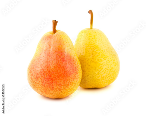 Pears on white background