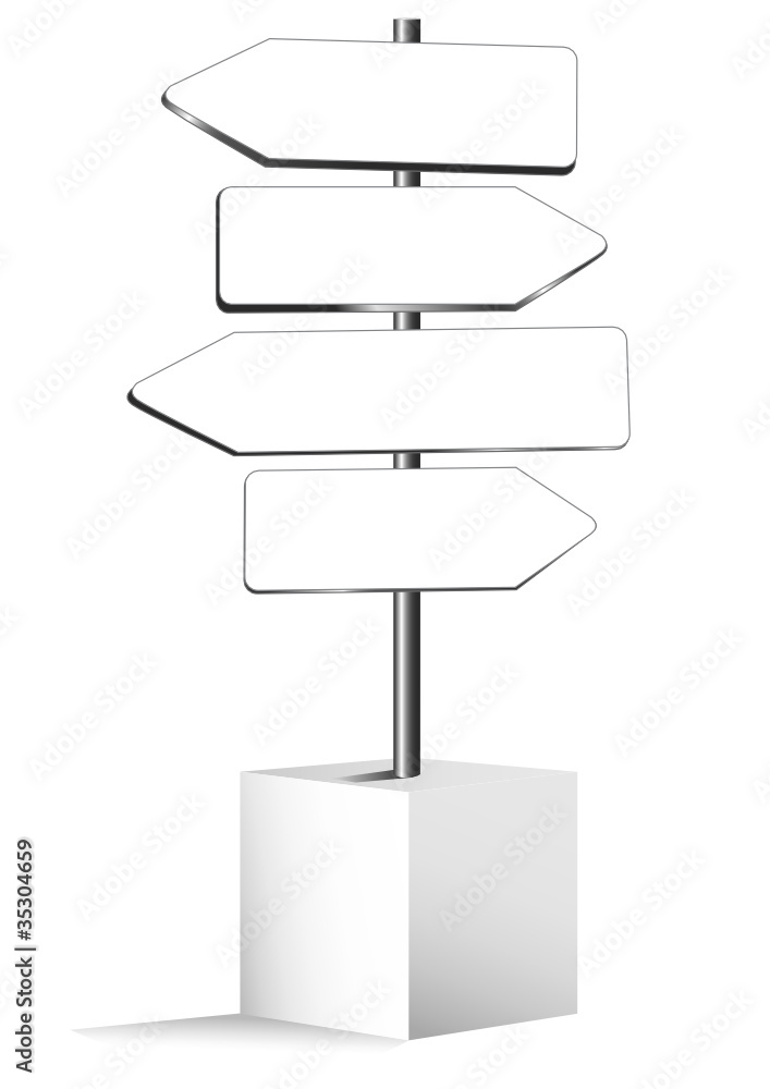 Fototapeta premium Cartelli stradali bianchi su cubo