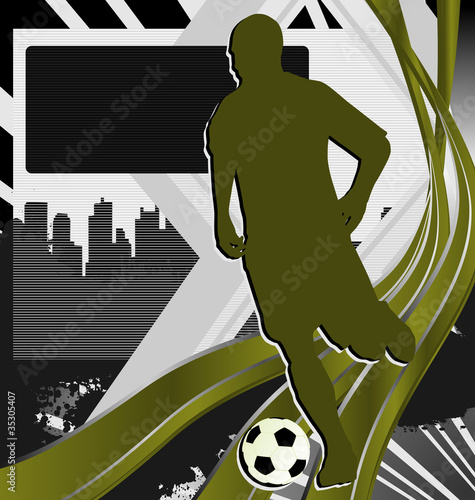 Winter Sports Designed Posters. Soccer Player Silhouette.