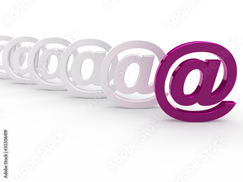 3d purple white email sign