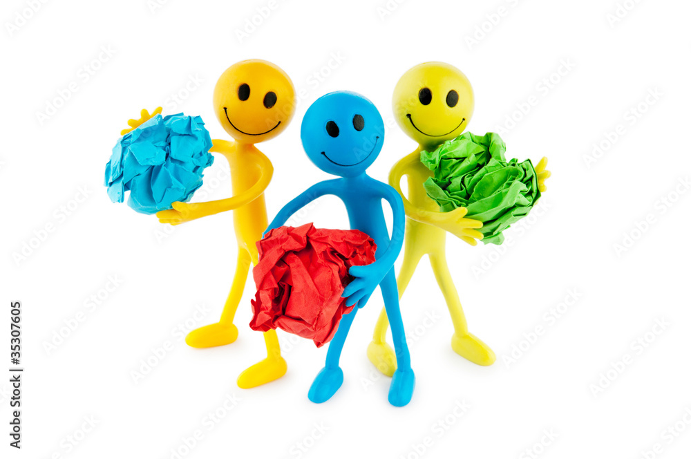 Obraz premium Smilies in recycling concept on white