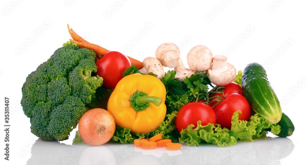 A set of fresh vegetables isolated on white A set of fresh vegetables isolated on white