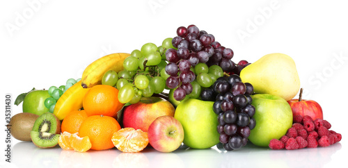 Fototapeta Naklejka Na Ścianę i Meble -  Ripe juicy fruits isolated on white