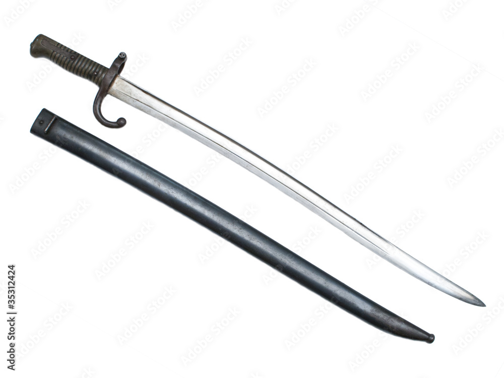 Sword bayonet on white background Sword bayonet on white background