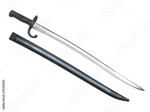 Fototapete Sword bayonet on white background