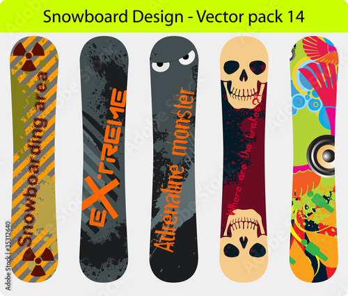 Editable vector snowboard design pack 13