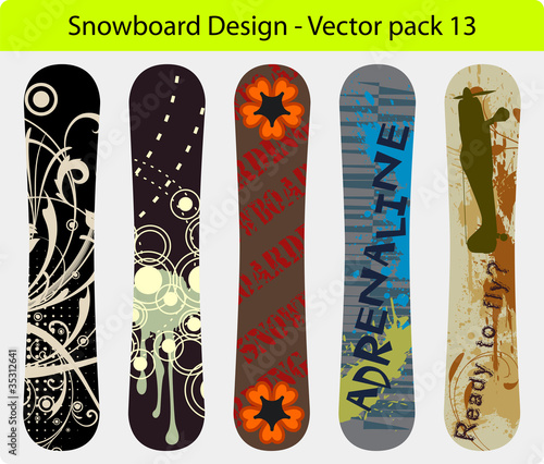 Editable vector snowboard design pack 14