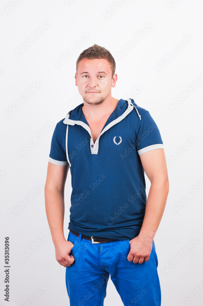 Portrait of happy good looking man smiling Portrait of happy good looking man smiling