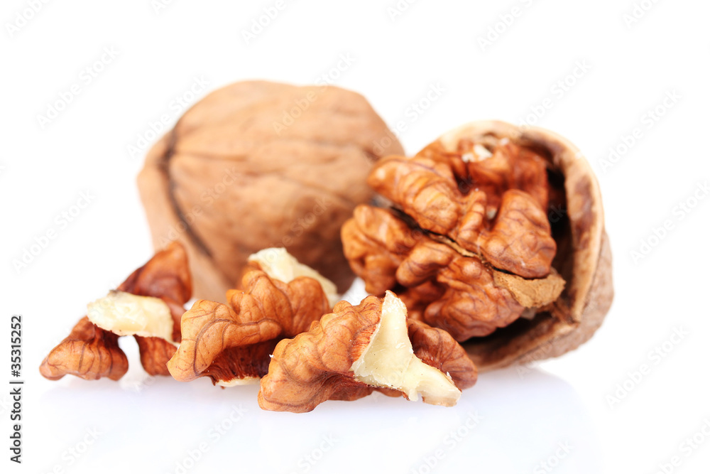 tasty walnuts isolated on white tasty walnuts isolated on white
