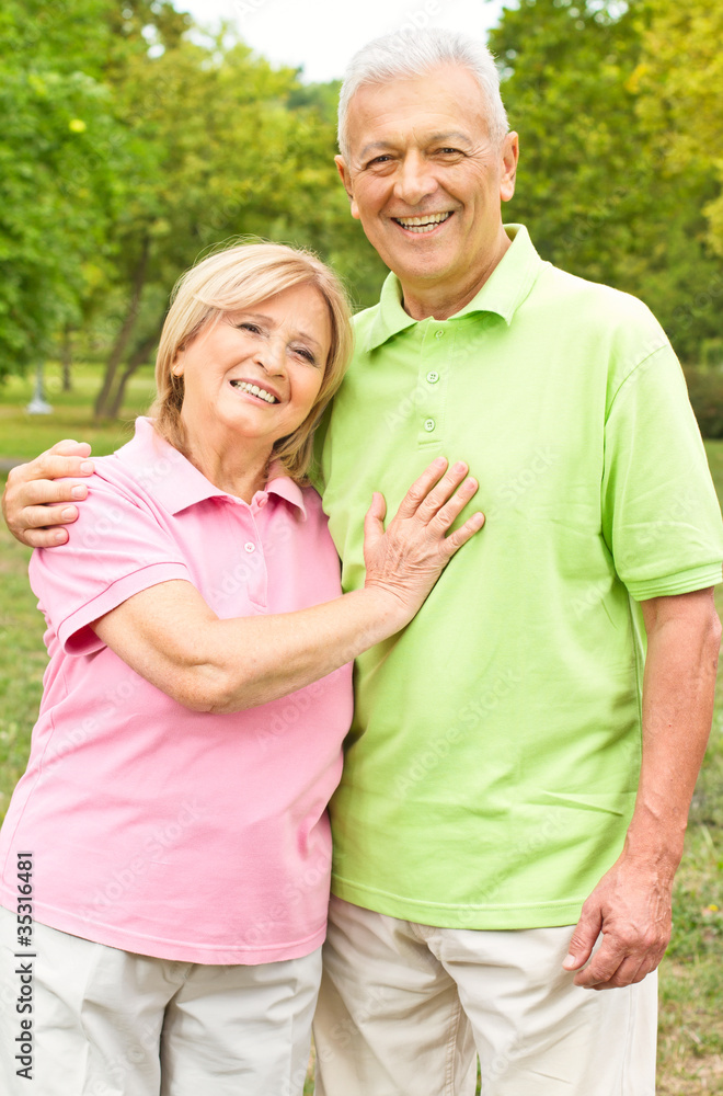 happy senior couple outdoors