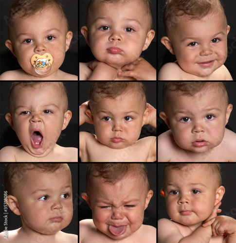 Baby mit verschiedenen Gesichtsausdrücken photo