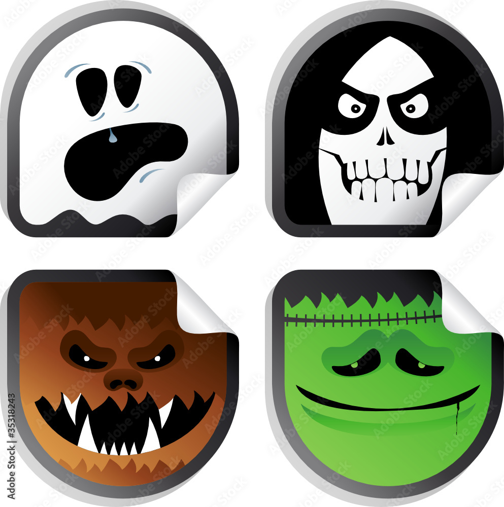 Monster smileys, halloween wicked stickers Monster smileys, halloween wicked stickers